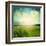 Green Meadow Under Blue Sky With Clouds-Volokhatiuk-Framed Art Print