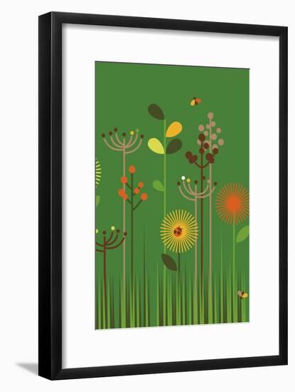 Green Meadow-Dicky Bird-Framed Giclee Print