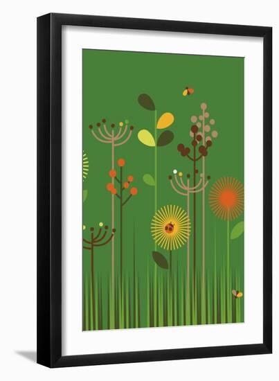 Green Meadow-Dicky Bird-Framed Giclee Print