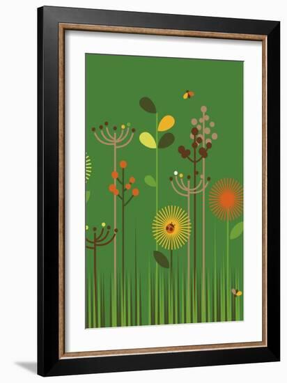 Green Meadow-Dicky Bird-Framed Giclee Print