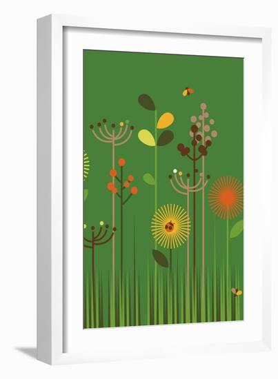 Green Meadow-Dicky Bird-Framed Giclee Print