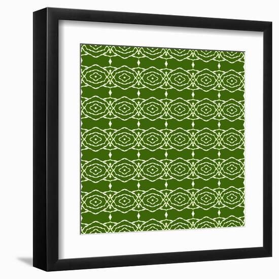 Green Native Pattern-weknow-Framed Art Print