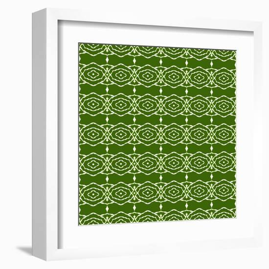 Green Native Pattern-weknow-Framed Art Print