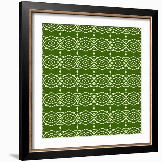 Green Native Pattern-weknow-Framed Art Print