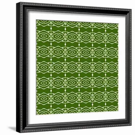 Green Native Pattern-weknow-Framed Art Print