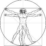 The Vitruvian Man, or Leonardo's Man-Green Ocean-Framed Stretched Canvas