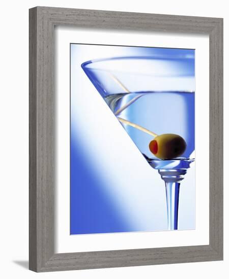 Green Olive in Martini Drink-Steve Lupton-Framed Photographic Print