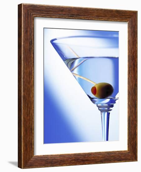 Green Olive in Martini Drink-Steve Lupton-Framed Photographic Print