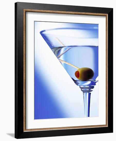 Green Olive in Martini Drink-Steve Lupton-Framed Photographic Print