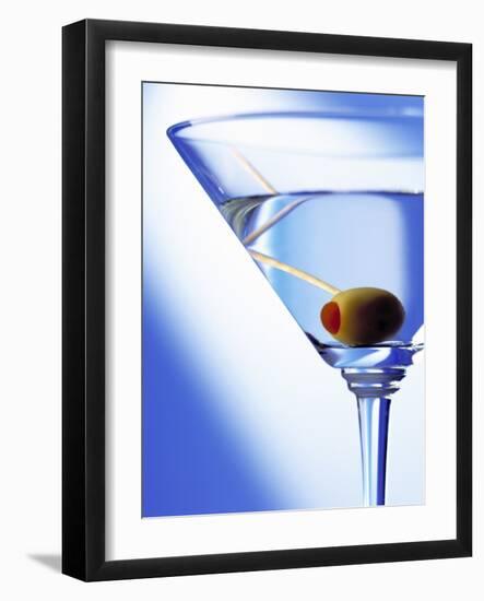 Green Olive in Martini Drink-Steve Lupton-Framed Photographic Print