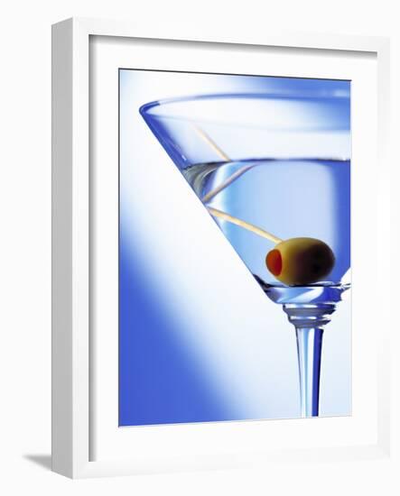 Green Olive in Martini Drink-Steve Lupton-Framed Photographic Print