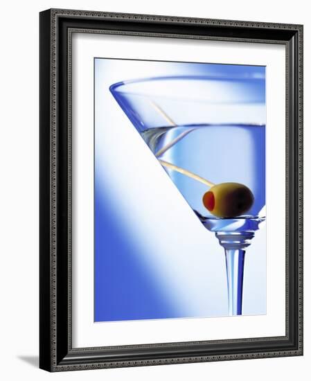 Green Olive in Martini Drink-Steve Lupton-Framed Photographic Print