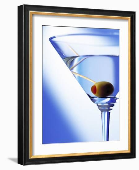 Green Olive in Martini Drink-Steve Lupton-Framed Photographic Print