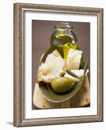 Green Olive, White Bread, Parmesan and Olive Oil-null-Framed Photographic Print