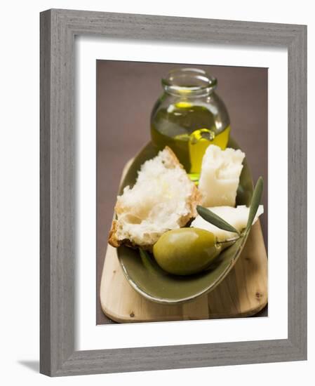 Green Olive, White Bread, Parmesan and Olive Oil-null-Framed Photographic Print