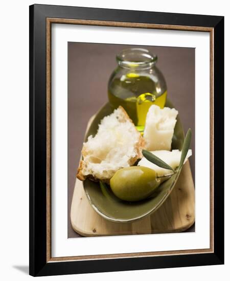 Green Olive, White Bread, Parmesan and Olive Oil-null-Framed Photographic Print