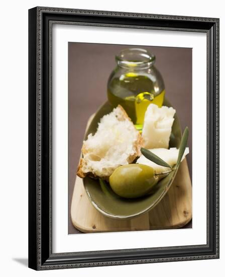 Green Olive, White Bread, Parmesan and Olive Oil-null-Framed Photographic Print