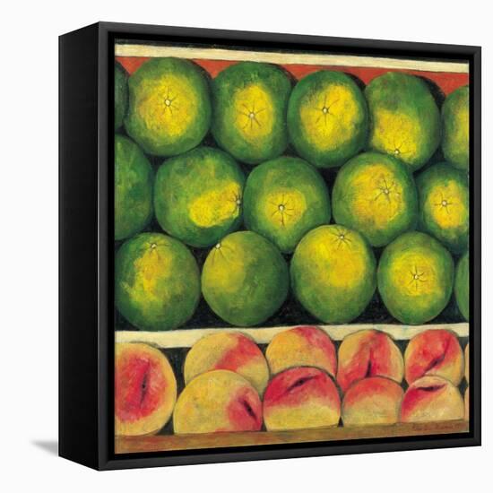 Green Oranges and Peaches, 1999-Pedro Diego Alvarado-Framed Premier Image Canvas