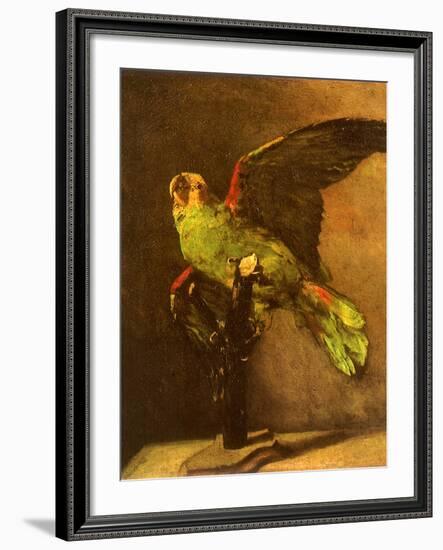 Green Parrot on Perch, 1886-Vincent van Gogh-Framed Giclee Print