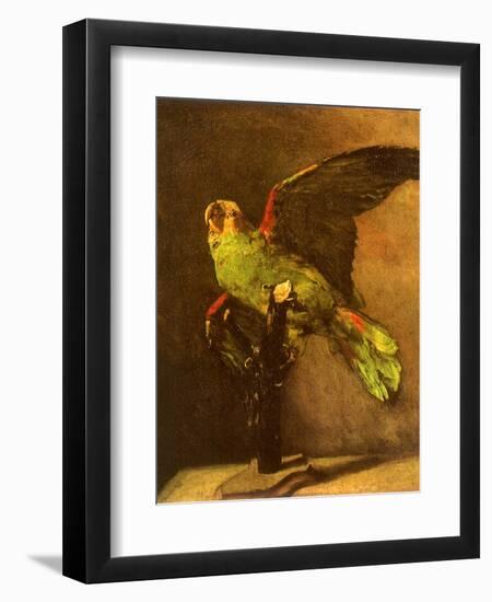 Green Parrot on Perch, 1886-Vincent van Gogh-Framed Giclee Print