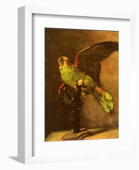 Green Parrot on Perch, 1886-Vincent van Gogh-Framed Giclee Print