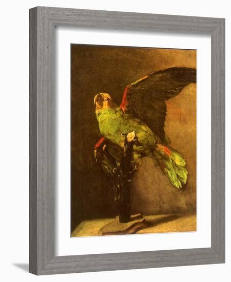 Green Parrot on Perch, 1886-Vincent van Gogh-Framed Giclee Print