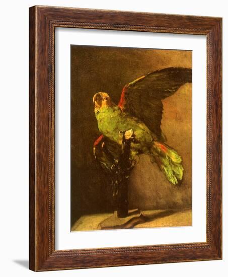 Green Parrot on Perch, 1886-Vincent van Gogh-Framed Giclee Print