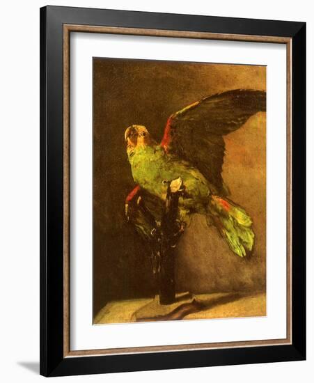 Green Parrot on Perch, 1886-Vincent van Gogh-Framed Giclee Print