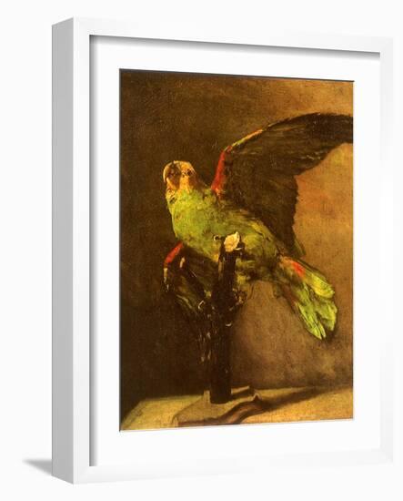 Green Parrot on Perch, 1886-Vincent van Gogh-Framed Giclee Print