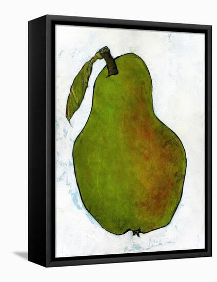 Green Pear on White Background-Blenda Tyvoll-Framed Stretched Canvas