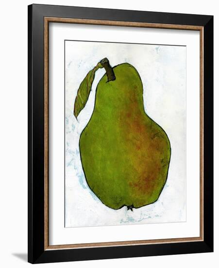 Green Pear on White Background-Blenda Tyvoll-Framed Art Print