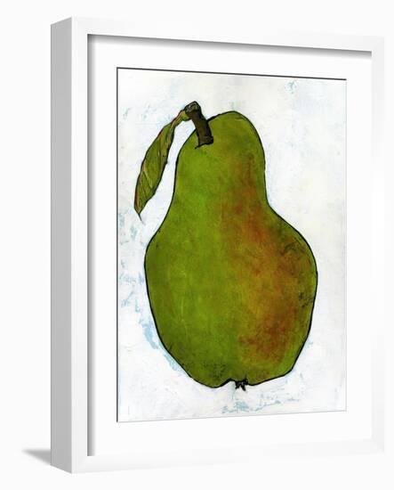 Green Pear on White Background-Blenda Tyvoll-Framed Art Print