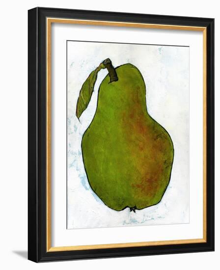 Green Pear on White Background-Blenda Tyvoll-Framed Art Print