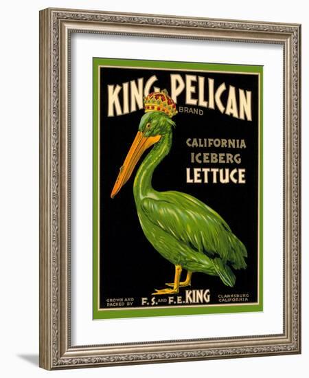 Green Pelican Crate Label-null-Framed Art Print