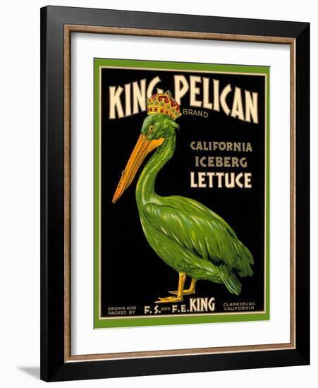 Green Pelican Crate Label-null-Framed Art Print