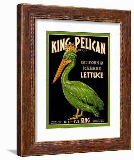 Green Pelican Crate Label-null-Framed Art Print