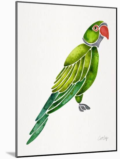 Green Perched Parrot-Cat Coquillette-Mounted Art Print
