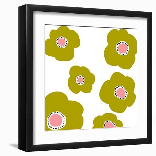 Green Pop Flowers-Jan Weiss-Framed Art Print