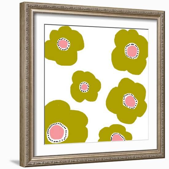 Green Pop Flowers-Jan Weiss-Framed Art Print