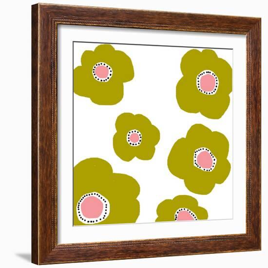 Green Pop Flowers-Jan Weiss-Framed Art Print