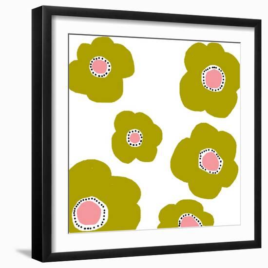 Green Pop Flowers-Jan Weiss-Framed Art Print