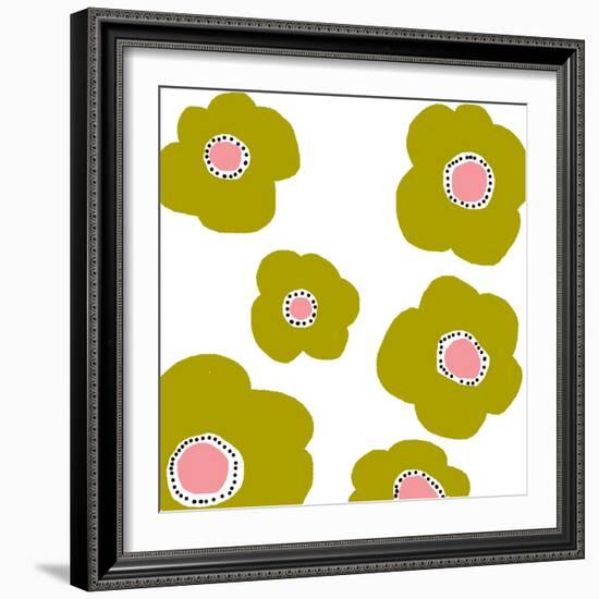 Green Pop Flowers-Jan Weiss-Framed Art Print