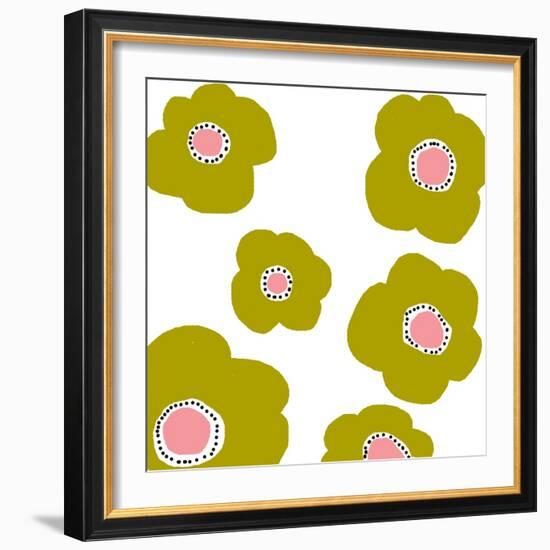 Green Pop Flowers-Jan Weiss-Framed Art Print