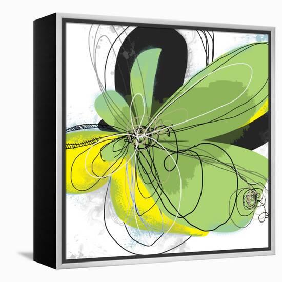 Green Pop Petals 1-Jan Weiss-Framed Stretched Canvas