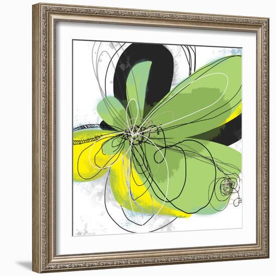 Green Pop Petals 1-Jan Weiss-Framed Art Print