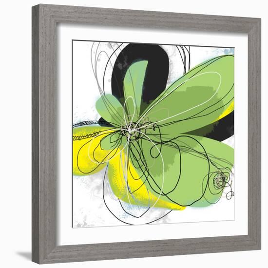 Green Pop Petals 1-Jan Weiss-Framed Art Print