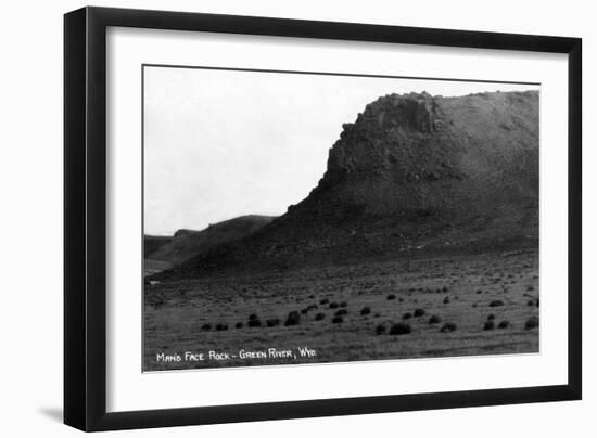 Green River, Wyoming - View of Man's Face Rock-Lantern Press-Framed Art Print