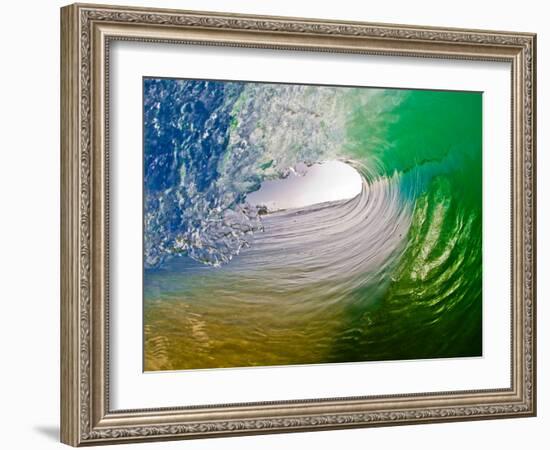 Green Room-Beautiful green pitching wave, Hawaii-Mark A Johnson-Framed Photographic Print