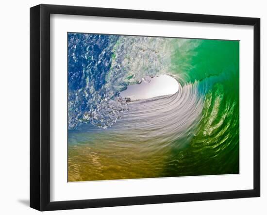 Green Room-Beautiful green pitching wave, Hawaii-Mark A Johnson-Framed Photographic Print