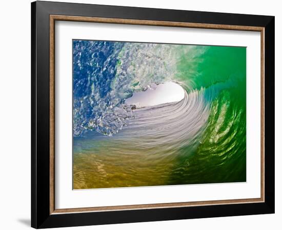 Green Room-Beautiful green pitching wave, Hawaii-Mark A Johnson-Framed Photographic Print